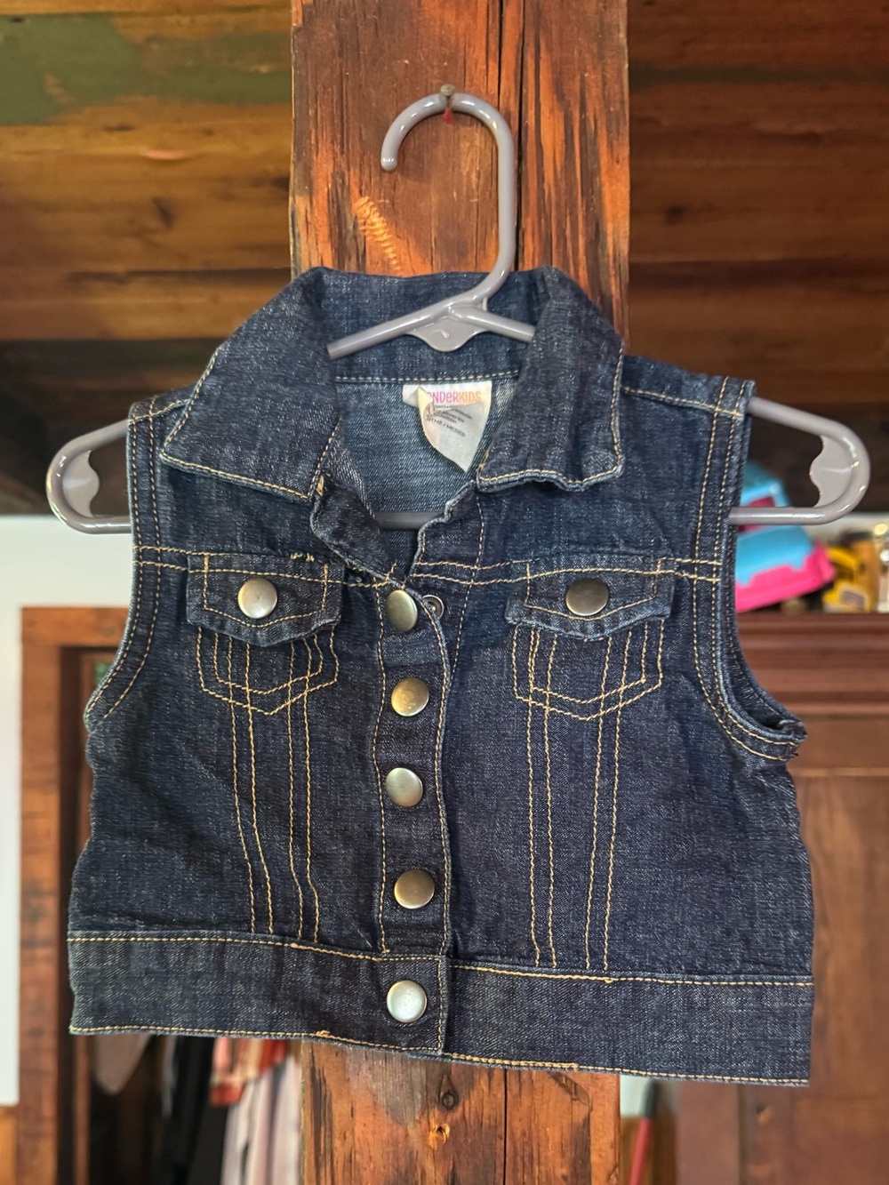 Wonderkids Dark Blue Denim Vest with Contrast Stitching